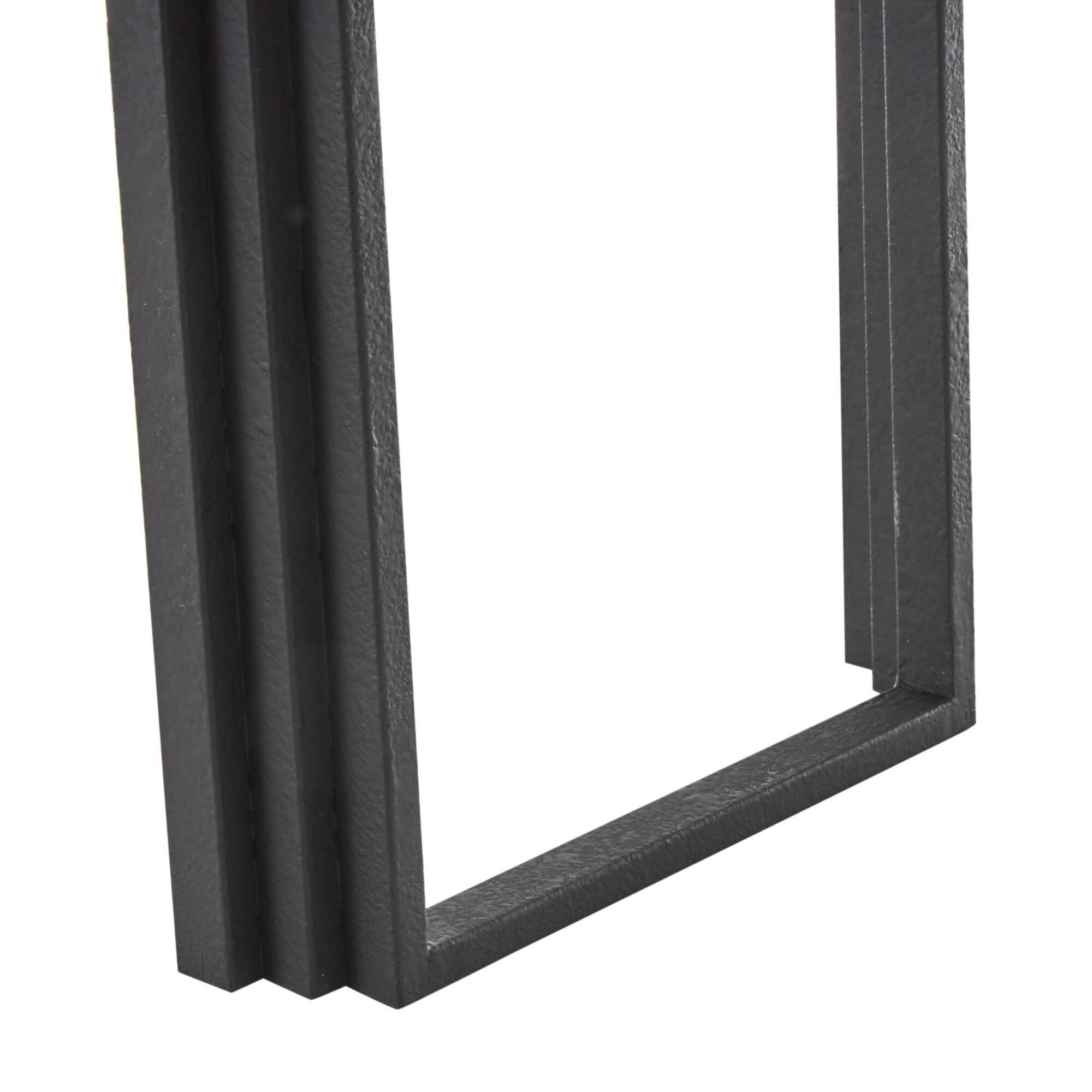 55" Black Metal Layered Arch Living Room Console Table with Brown Tabletop